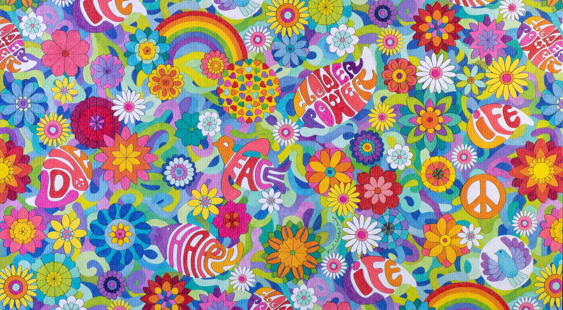 Flower Power Geschenkpapier für Kinder + Jugend | Geschenkpapieransicht