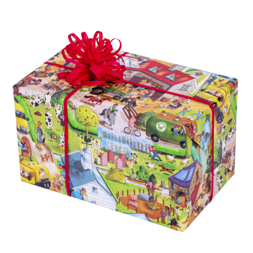 Geschenkpapier Bauernhof, Happy Farm, Papierausschnitt