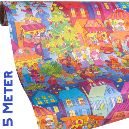 Geschenkpapier Kinder | Weihnachtsmarkt | Geschenkpapieransicht