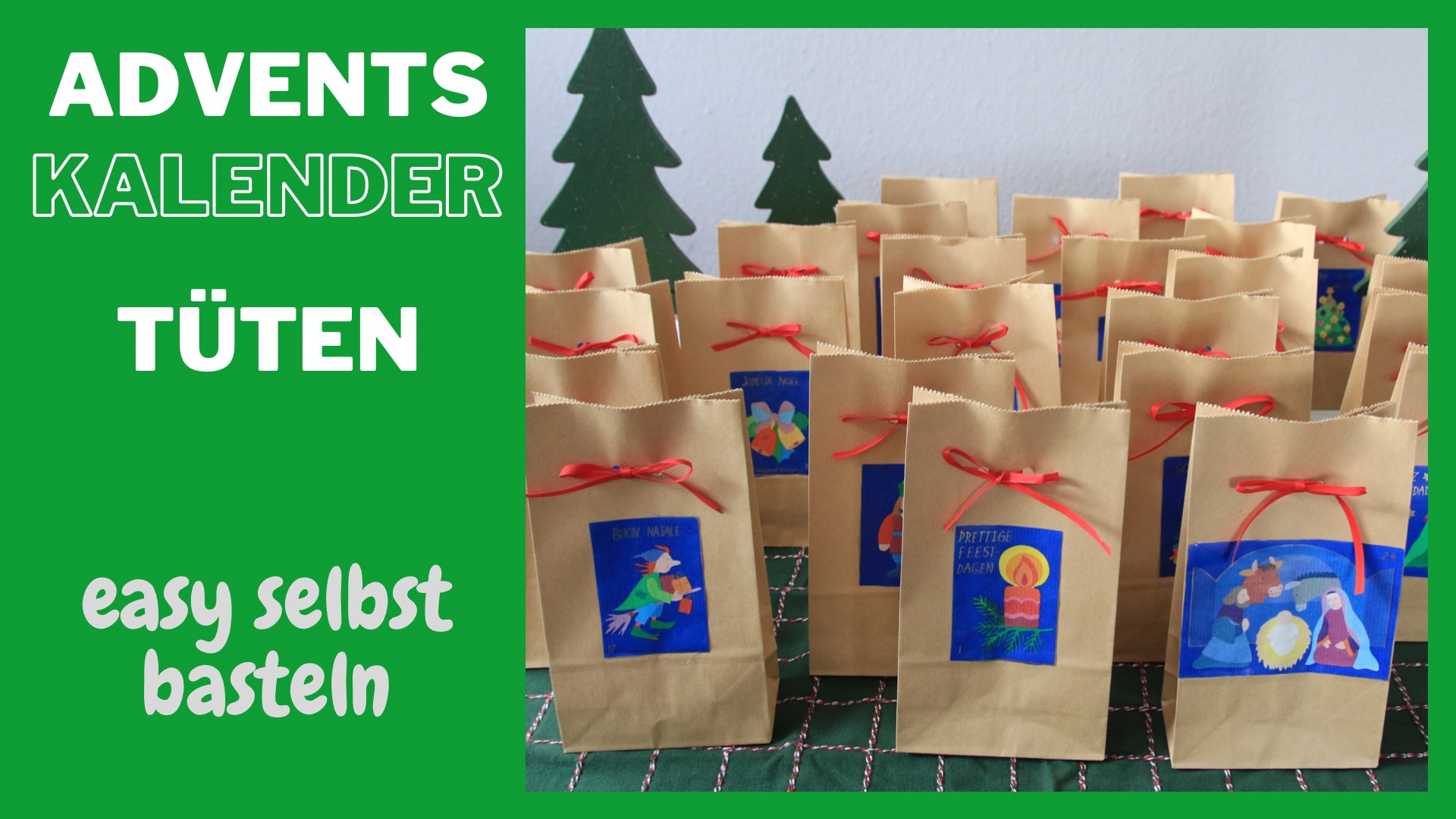 Adventskalender selber basteln mit Tüten und Geschenkpapier (DIY)