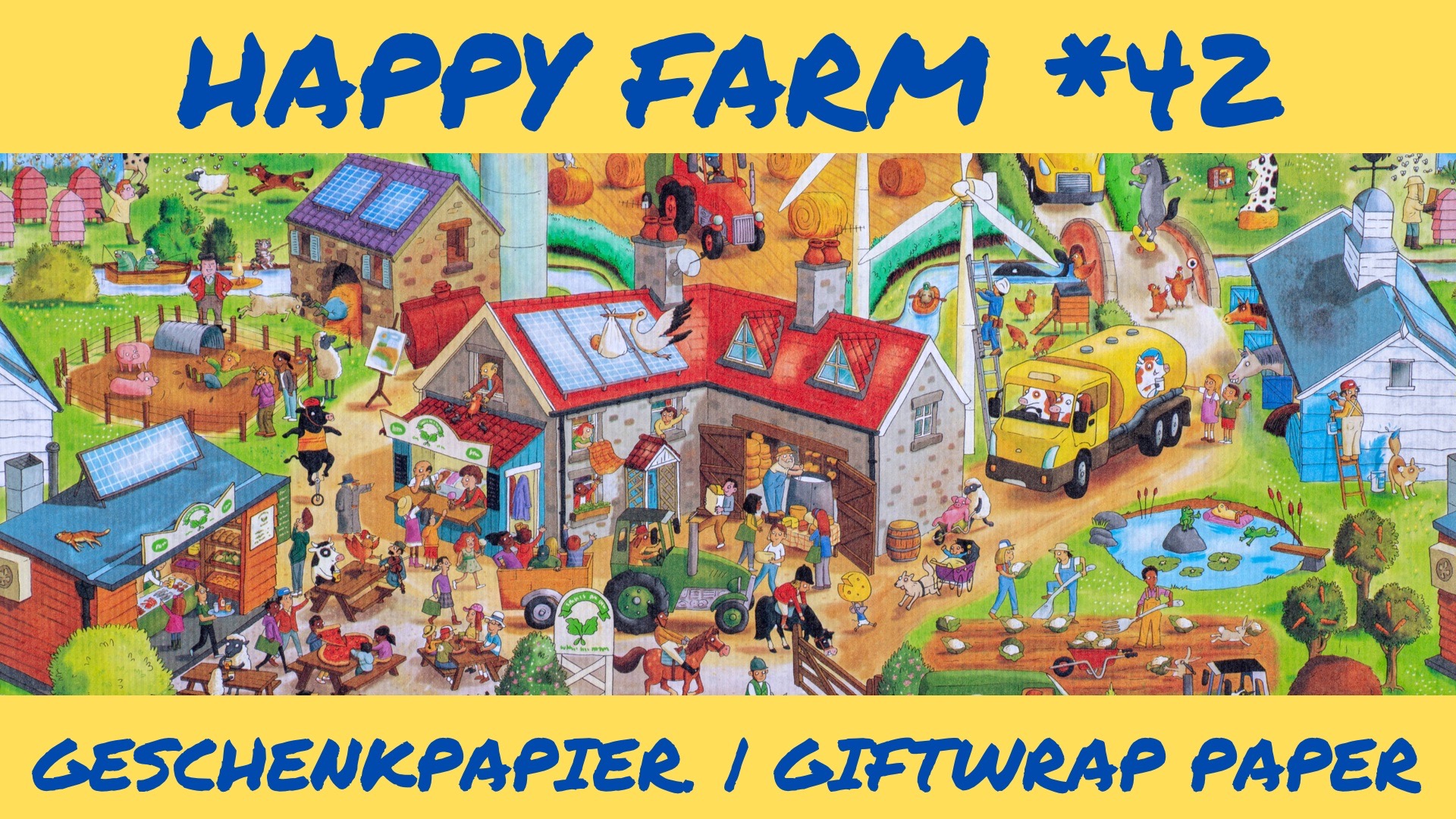 Bauernhof Geschenkpapier für Kinder - Happy Farm