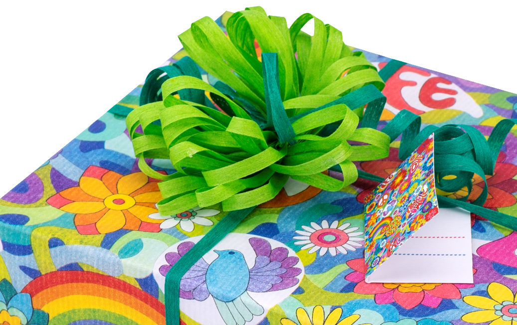 Geschenkband 2-farbig, Geschenkpapier Flower Power